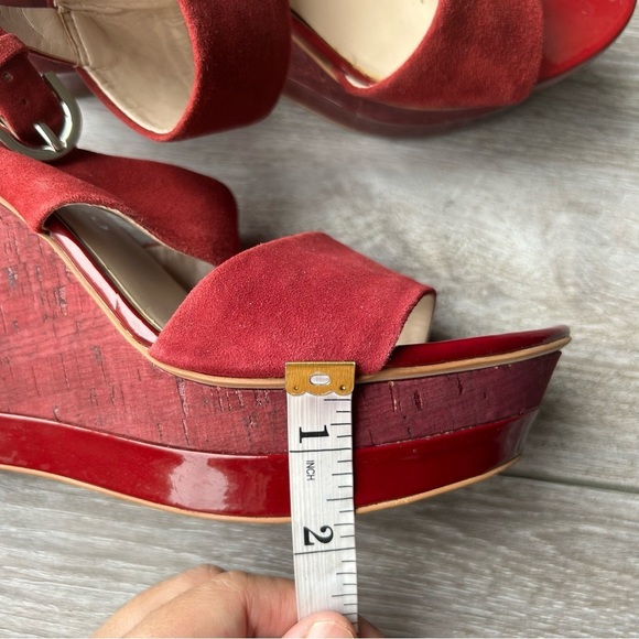 Franco Sarto Wine Suede Leather Wedge  Sandals - Picture 16 of 16